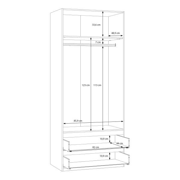Drehtürenschrank Kalumi mit Schubladen Eiche Hell Dekor / Kaschmir