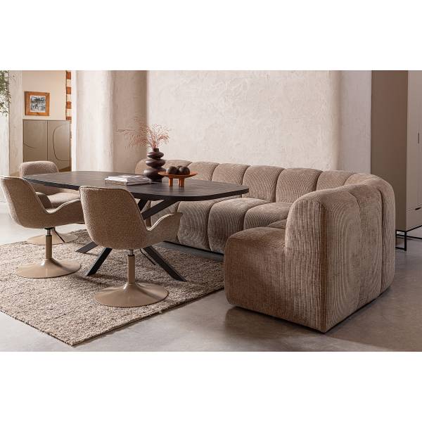 Drehbarer Armlehnenstuhl Marten Typ A Beige - Chenille - Eisen - 70 x 90 x 66 cm