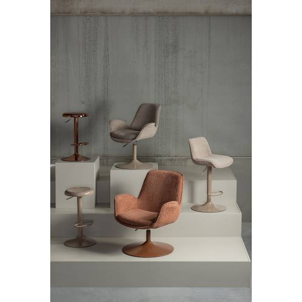 Drehbarer Armlehnenstuhl Marten Typ A Beige - Chenille - Eisen - 70 x 90 x 66 cm