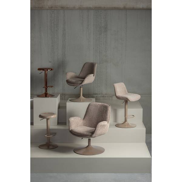 Drehbarer Armlehnenstuhl Marten Typ A Beige - Chenille - Eisen - 70 x 90 x 66 cm