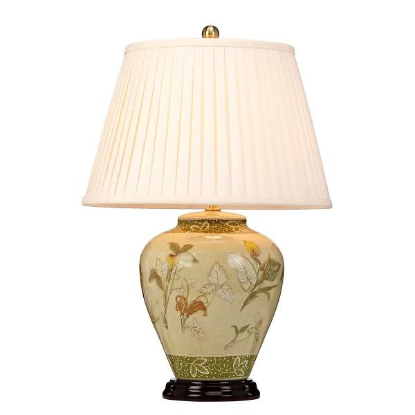 Lampada da tavolo Arum Lily Porcellana / Tessuto misto - Verde / oro