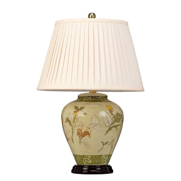 Lampada da tavolo Arum Lily Porcellana / Tessuto misto - Verde / oro