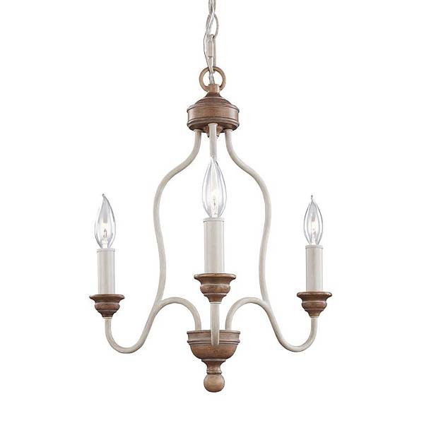 Kroonluchter Hartsville staal - wit/bruin