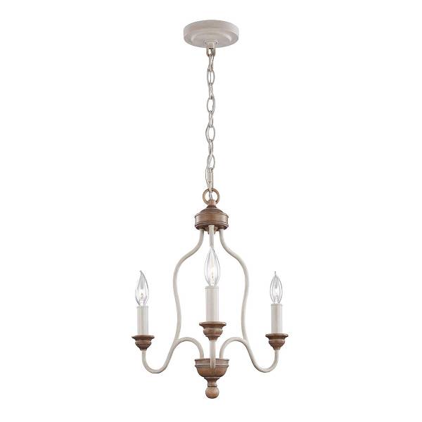 Kroonluchter Hartsville staal - wit/bruin