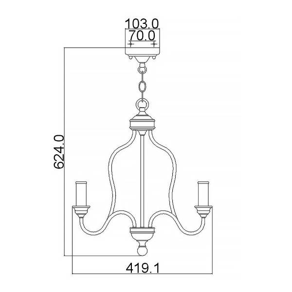 Kroonluchter Hartsville staal - wit/bruin