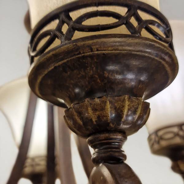 Lampadario Drawing Room Acciaio / Vetro opalino - Beige / Marrone