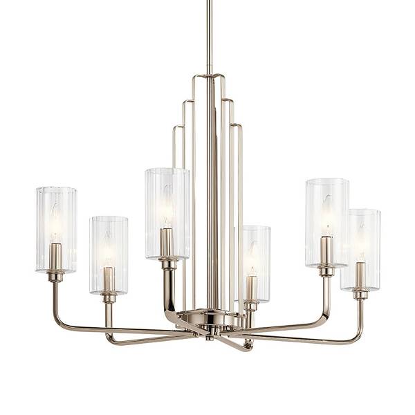 Lampadario Kimrose Acciaio / Vetro trasparente - Nichel lucido