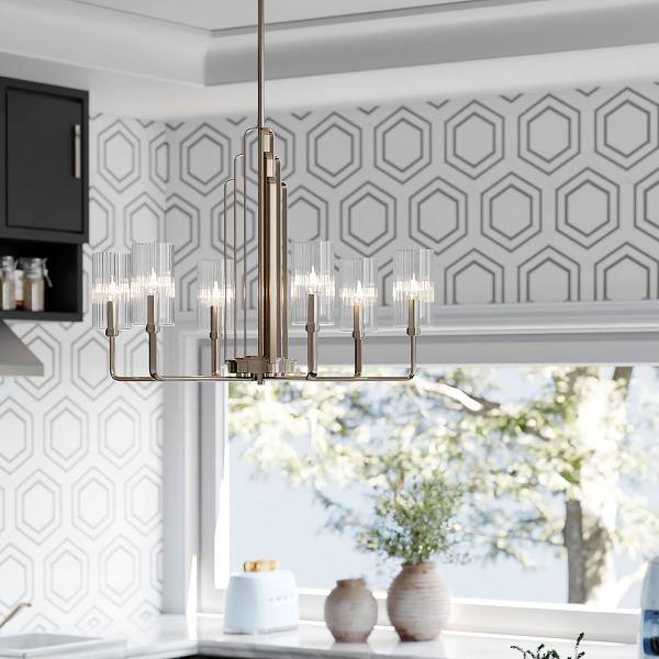 Lampadario Kimrose Acciaio / Vetro trasparente - Nichel lucido
