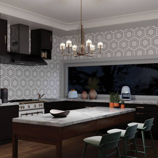 Lampadario Kimrose Acciaio / Vetro trasparente - Nichel lucido