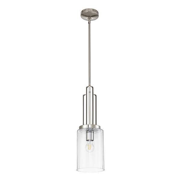 Lampada a sospensione Kimrose Acciaio / Vetro trasparente - Nichel lucido