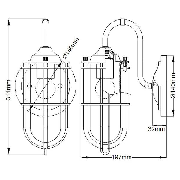 Wandleuchte Urban Restoration Typ A Stahl / Klarglas - Messing