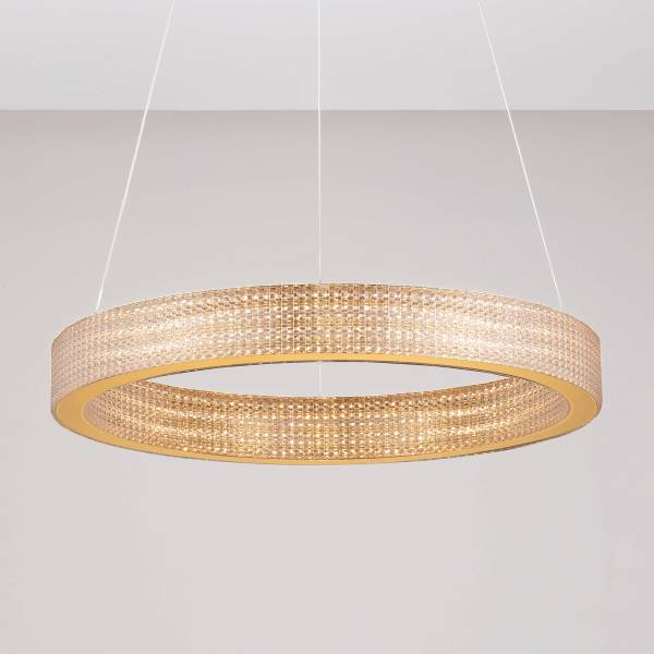 Suspension Kinara aluminium / verre acrylique - or