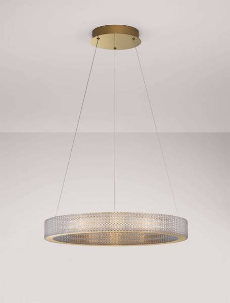 Suspension Kinara aluminium / verre acrylique - or
