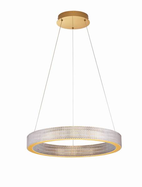 Suspension Kinara aluminium / verre acrylique - or