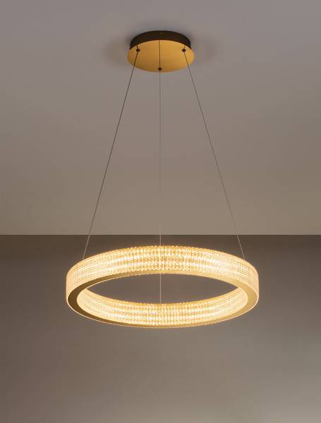 Suspension Kinara aluminium / verre acrylique - or