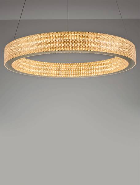 Suspension Kinara aluminium / verre acrylique - or