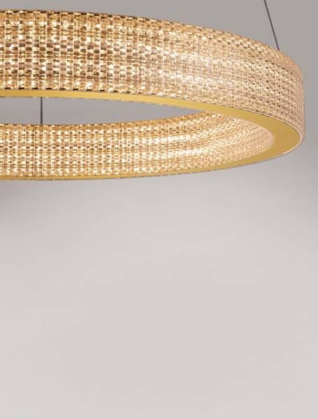 Suspension Kinara aluminium / verre acrylique - or