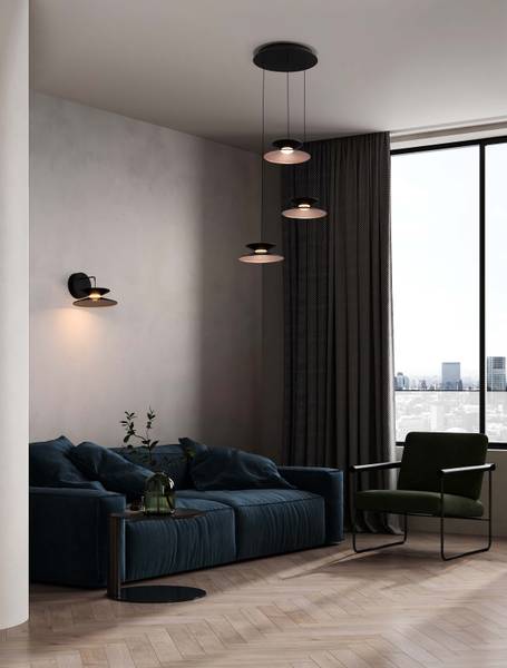 Pendelleuchte Morfi Typ B Aluminium / Acrylglas - Schwarz - Flammenanzahl: 3