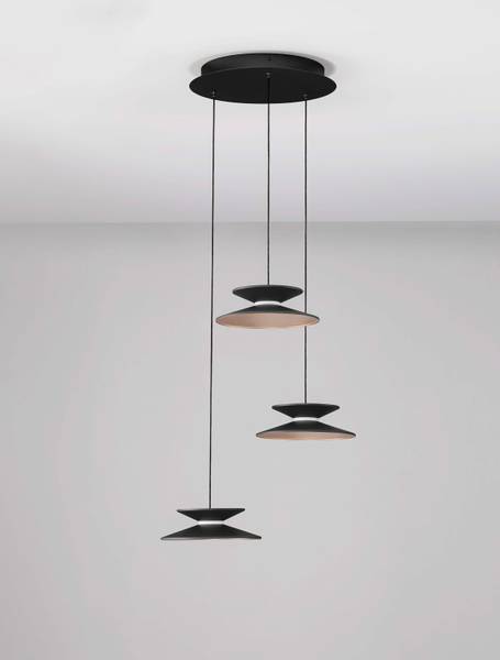 Pendelleuchte Morfi Typ B Aluminium / Acrylglas - Schwarz - Flammenanzahl: 3