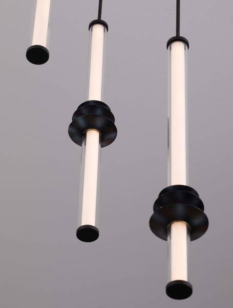 Suspension Stalactite type C aluminium / verre opalin - noir - Nb d'ampoules : 3