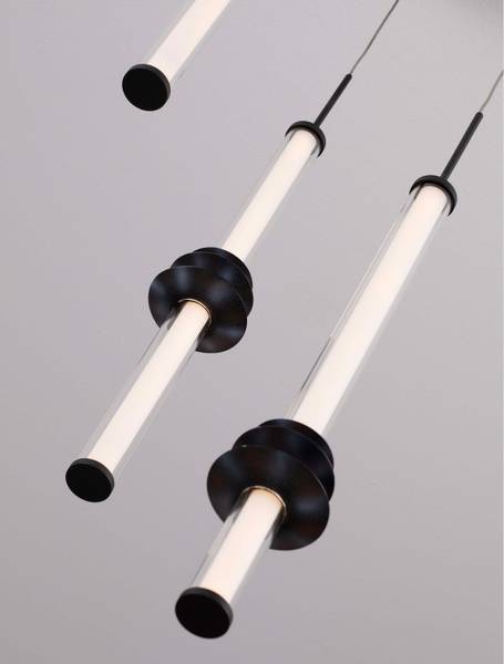 Suspension Stalactite type C aluminium / verre opalin - noir - Nb d'ampoules : 3