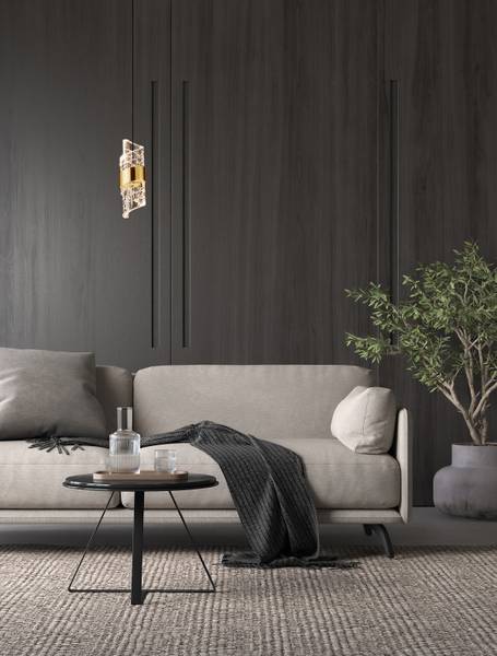 Pendelleuchte Seneca Typ A Aluminium / Acrylglas - Gold
