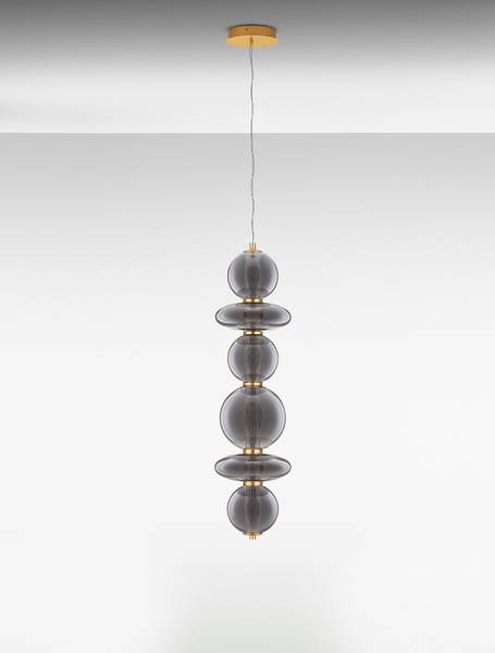 Pendelleuchte Navi Typ C Aluminium / Rauchglas - Gold