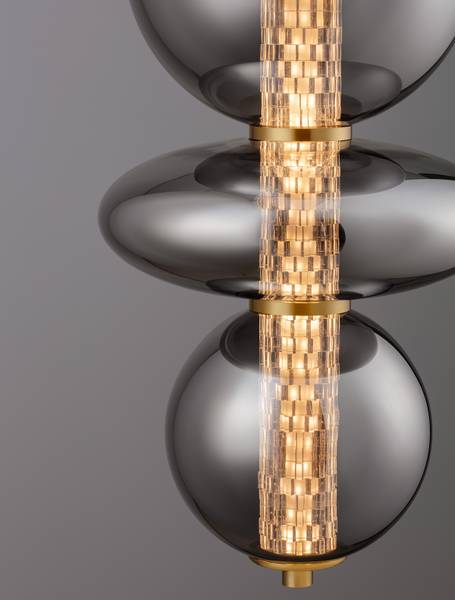 Pendelleuchte Navi Typ C Aluminium / Rauchglas - Gold