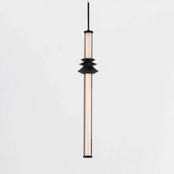 Pendelleuchte Stalactite Typ A Aluminium / Milchglas - Schwarz
