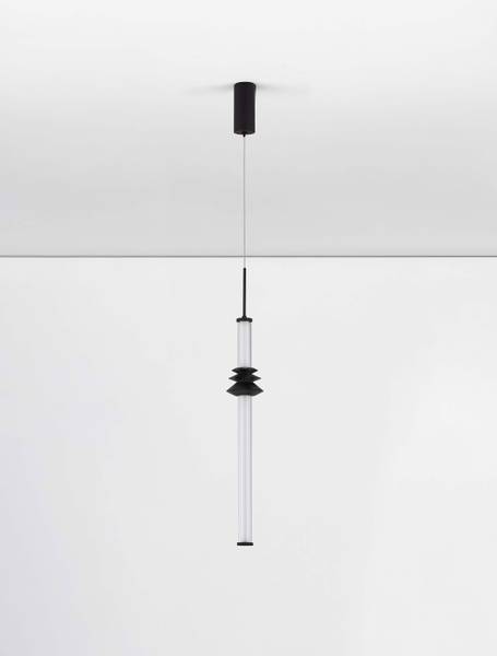 Pendelleuchte Stalactite Typ A Aluminium / Milchglas - Schwarz