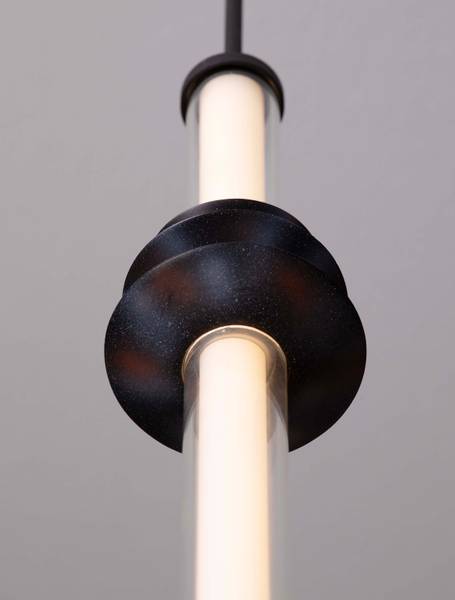 Pendelleuchte Stalactite Typ A Aluminium / Milchglas - Schwarz