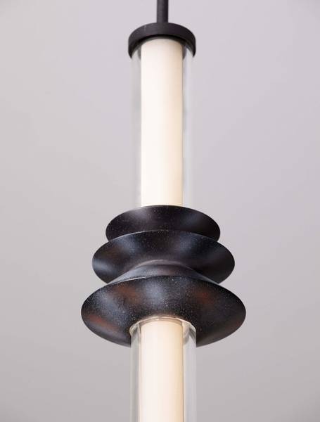 Pendelleuchte Stalactite Typ A Aluminium / Milchglas - Schwarz