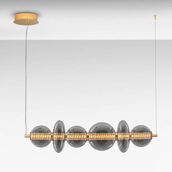 Pendelleuchte Navi Typ D Aluminium / Rauchglas - Gold