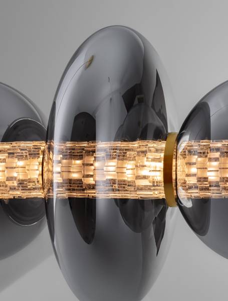 Pendelleuchte Navi Typ D Aluminium / Rauchglas - Gold