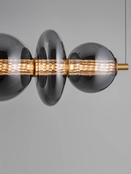 Pendelleuchte Navi Typ D Aluminium / Rauchglas - Gold