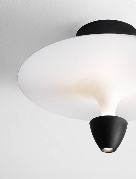 Plafondlamp Luet aluminium- wit/zwart