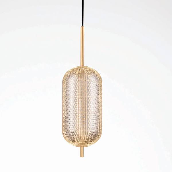 Suspension Klelia type C aluminium / verre acrylique - or