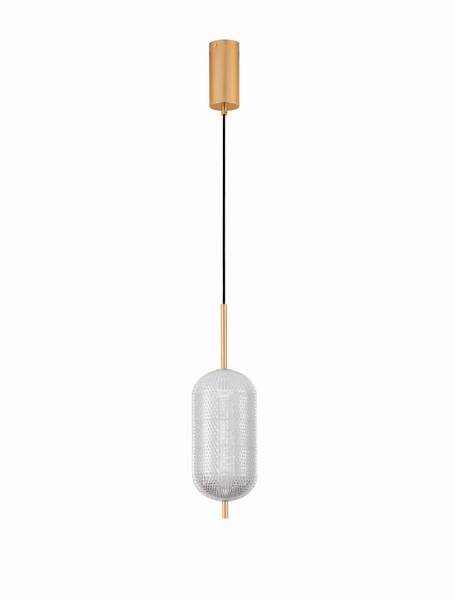 Suspension Klelia type C aluminium / verre acrylique - or