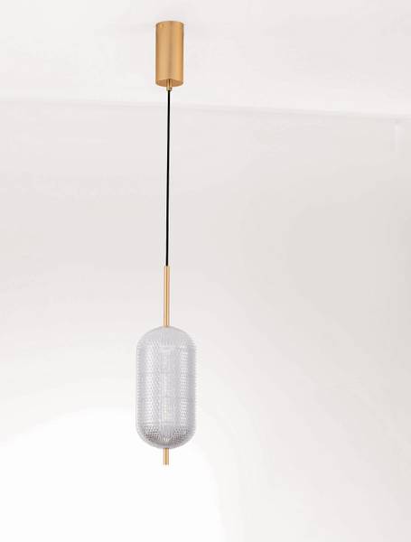 Suspension Klelia type C aluminium / verre acrylique - or