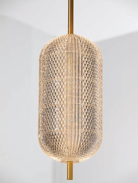 Suspension Klelia type C aluminium / verre acrylique - or