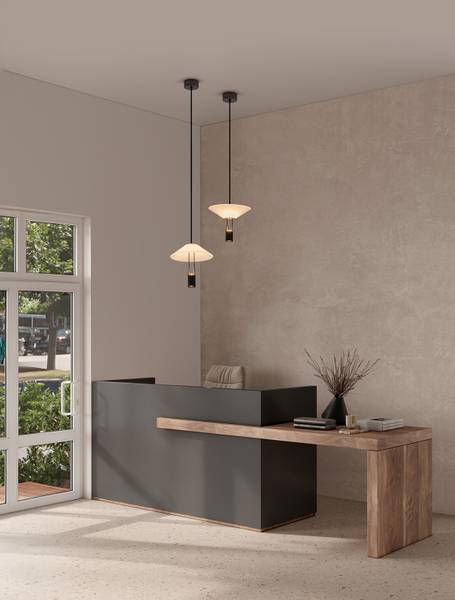 Suspension Anafi type A aluminium / verre opalin - noir