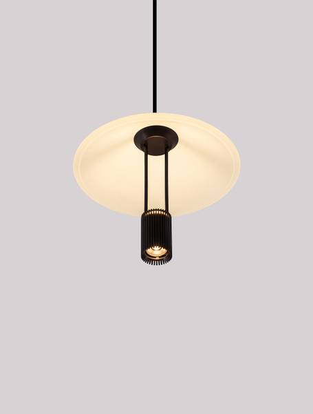 Suspension Anafi type A aluminium / verre opalin - noir
