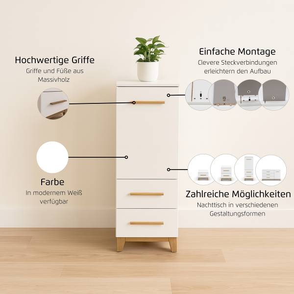 Kast Carlsson - breedte 40 cm wit/eikenhout
