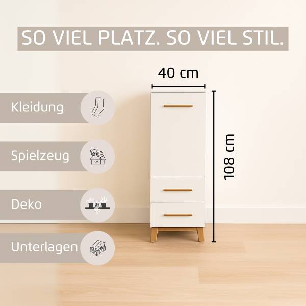 Kast Carlsson - breedte 40 cm wit/eikenhout