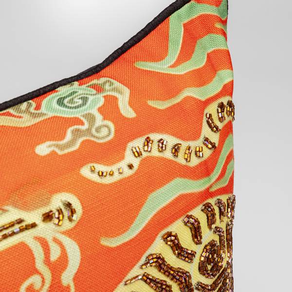 Dekokissen Tiger Love Typ B Polyester / Samt - Schwarz / Orange
