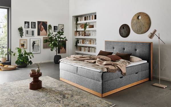 Letto Baimiyan Grigio - Tessuto piatto - Quercia - 190 x 115 x 210 cm