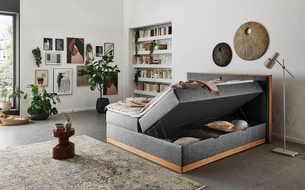 Letto Baimiyan Grigio - Tessuto piatto - Quercia - 190 x 115 x 210 cm