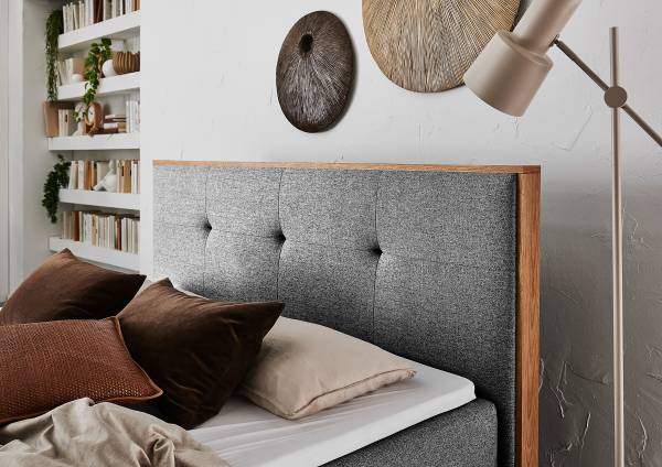 Letto Baimiyan Grigio - Tessuto piatto - Quercia - 190 x 115 x 210 cm