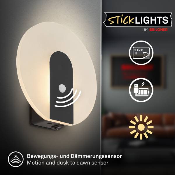 Akku LED-Wandleuchte Aurora Schwarz