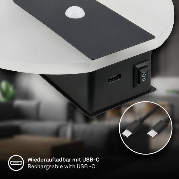 Akku LED-Wandleuchte Aurora Schwarz